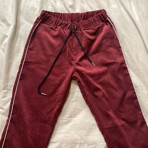 Corduroy burgundy drawstring joggers